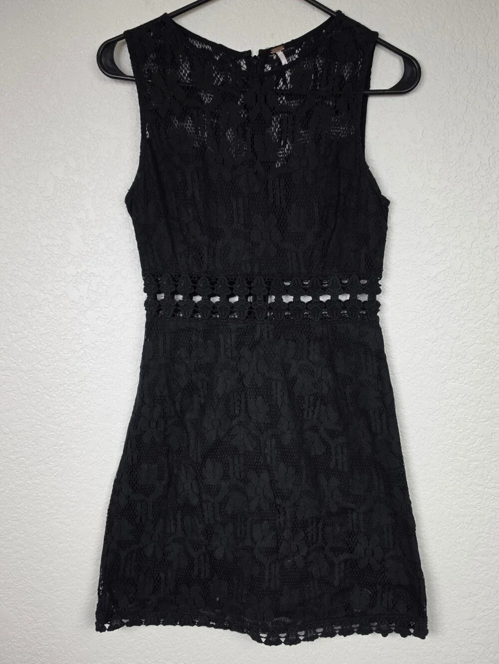 Free People Cotton Black Goth Lace Size 0 Mini Dress